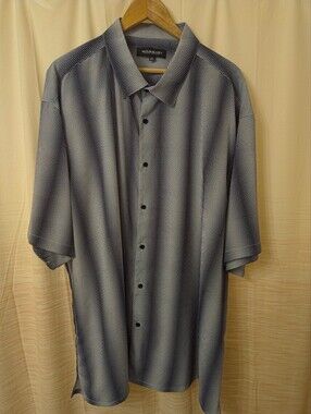 Bassiri Limited Collection Men’s Black On White Wave Microfiber SS Shirt